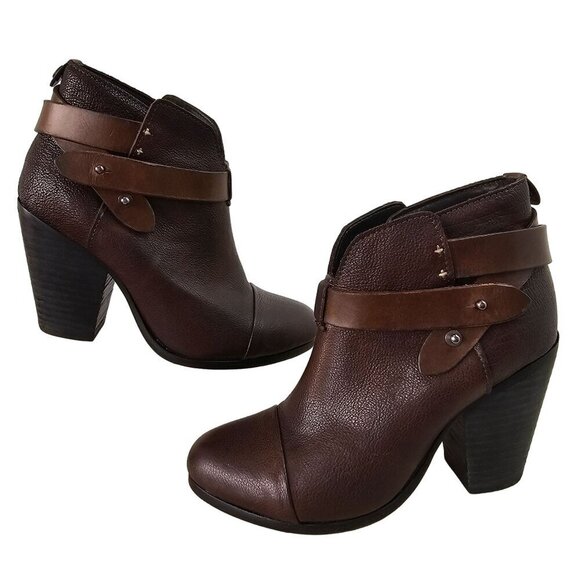 Rag Bone Harrow Ankle Boot Size 35 US 4.5 Brown Pebble Leather 3.5" Heel - Picture 6 of 10